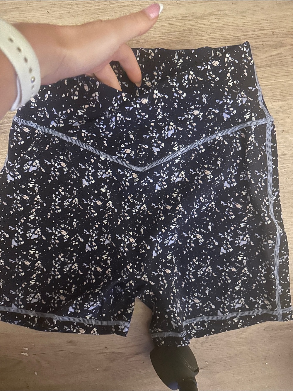 Black Floral High-Waist Women's Active Shorts